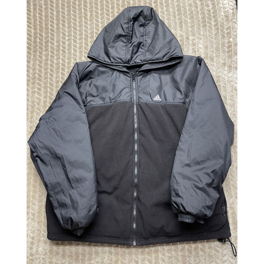 Vintage Adidas‎ Jacket Mens XLarge Black Reversible Windbreaker Embroidered